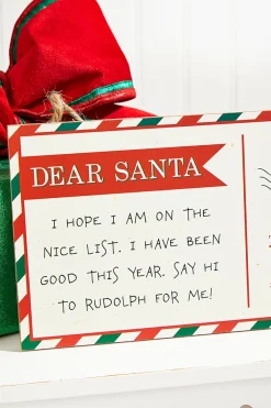 Decorator's Warehouse 12.5"L x 6"H Dear Santa Postcard Sign > North Pole Party|Christmas Decor