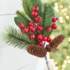 Decorator's Warehouse 16" Magnolia Leaf Berry Cone Pick > Christmas Sprays|Christmas Decor