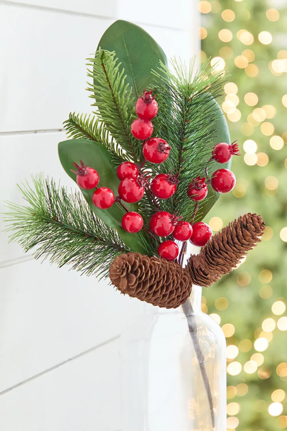 Decorator's Warehouse 16" Magnolia Leaf Berry Cone Pick > Christmas Sprays|Christmas Decor