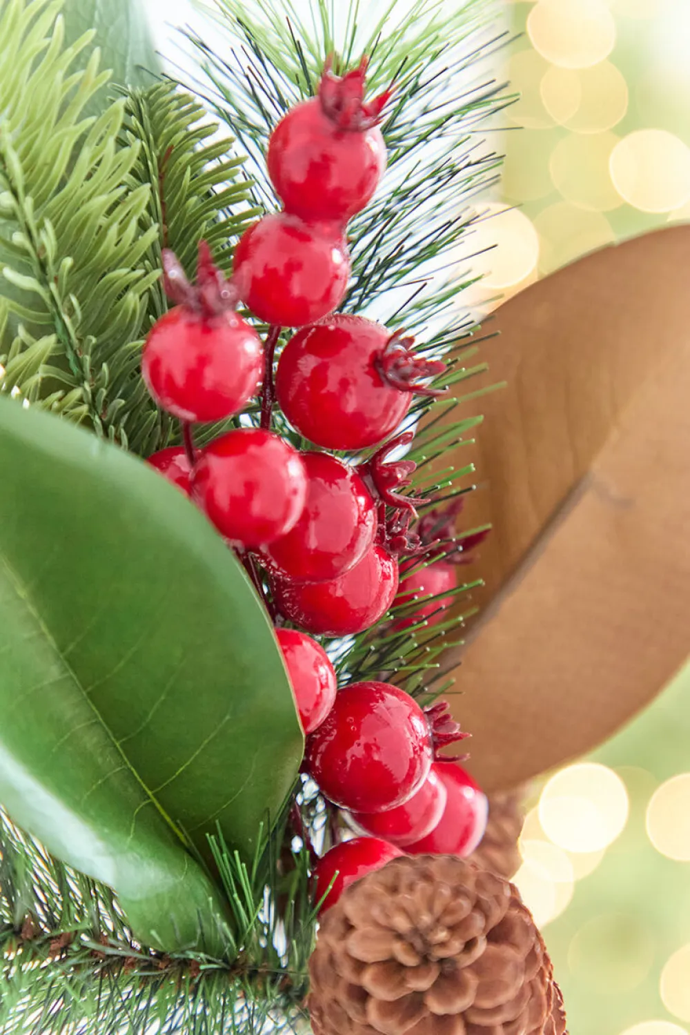 Decorator's Warehouse 16" Magnolia Leaf Berry Cone Pick > Christmas Sprays|Christmas Decor