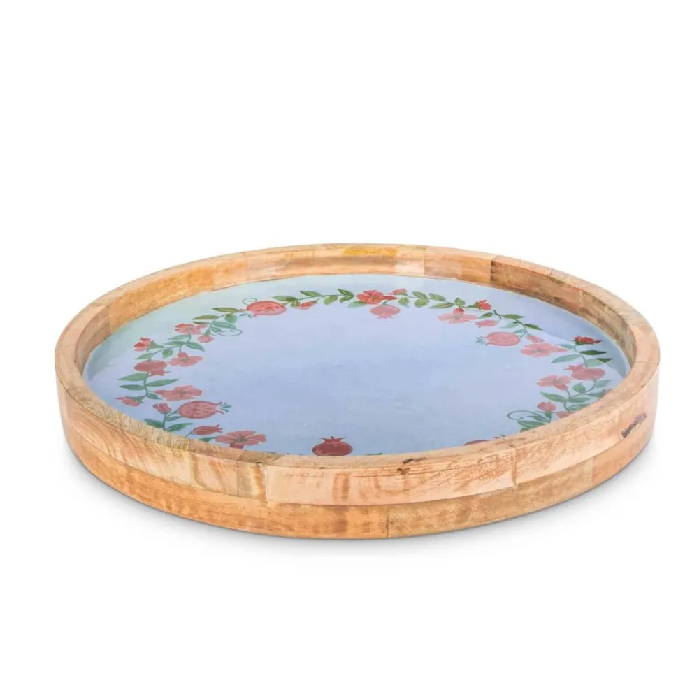 Decorator's Warehouse 15" Mango Wood Pomegranate Wreath Tray > Christmas Sale|Christmas Decor