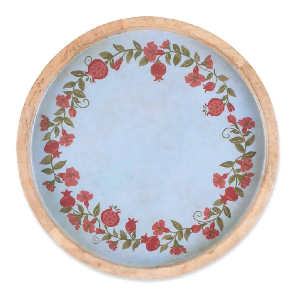 Decorator's Warehouse 15" Mango Wood Pomegranate Wreath Tray > Christmas Sale|Christmas Decor