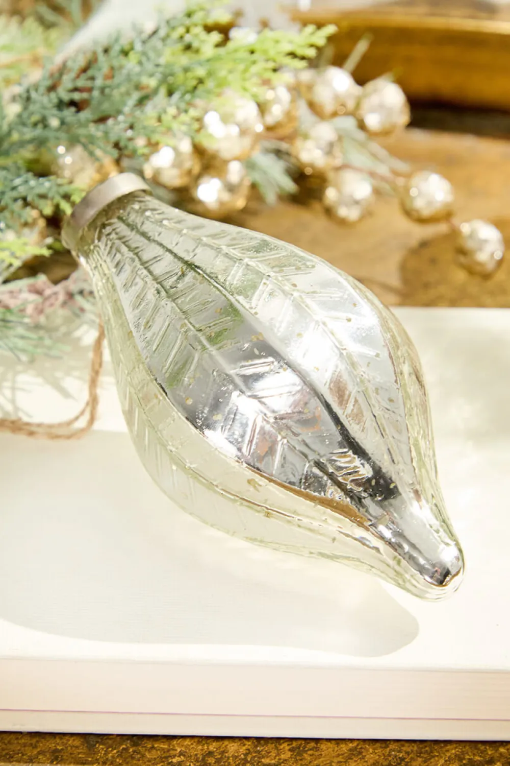 Decorator's Warehouse 6" Marquis Mercury Glass Ornament > White Christmas|Christmas Sale