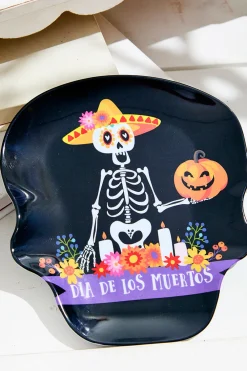 Decorator's Warehouse 8" Melamine Day of the Dead Design Plate > Halloween|Halloween