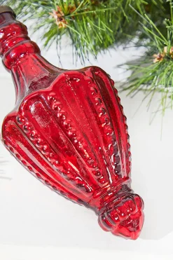 Decorator's Warehouse 7.25” Mercury Glass Red Chandelier Drop Ornament > Cardinal|Christmas Decor