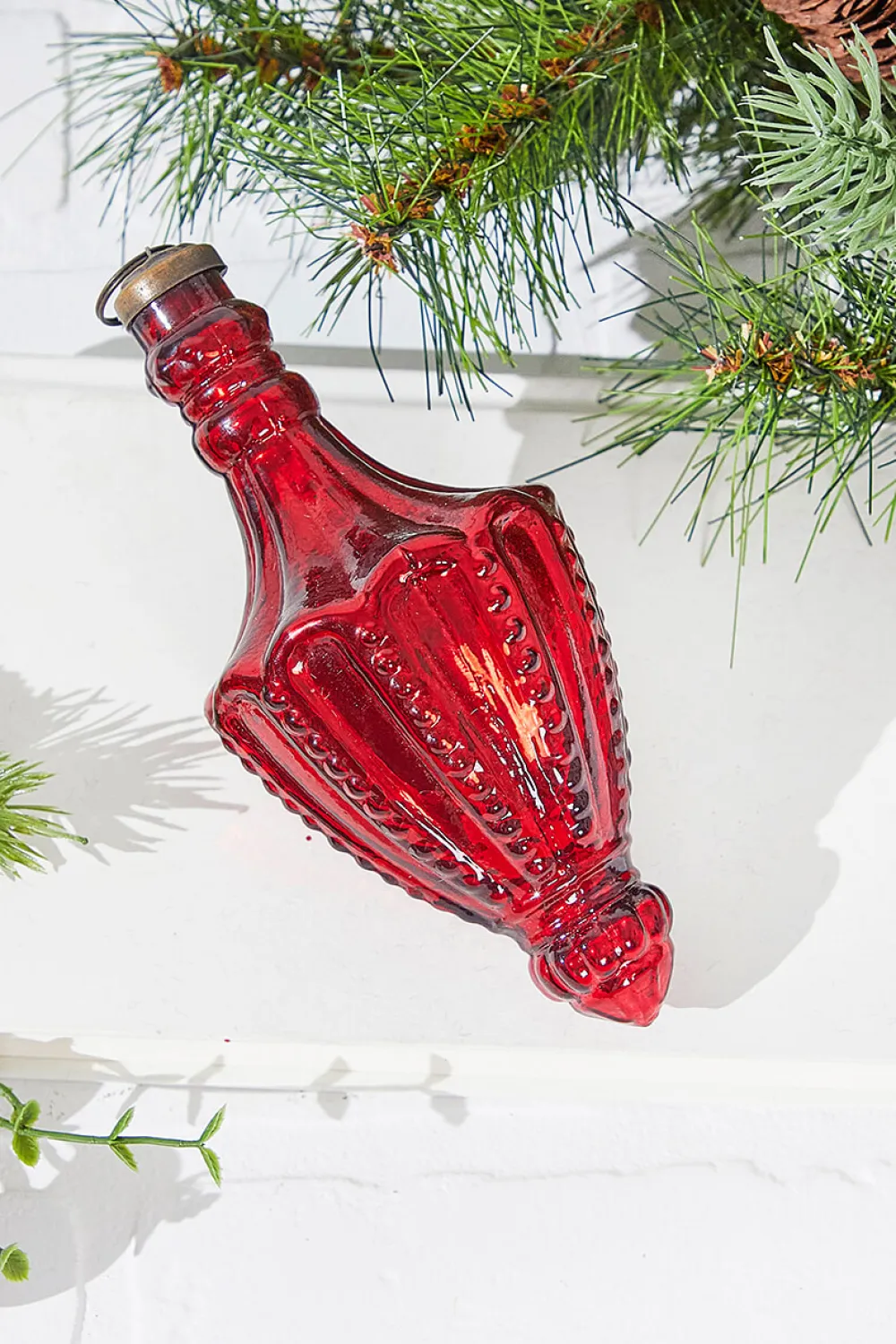 Decorator's Warehouse 7.25” Mercury Glass Red Chandelier Drop Ornament > Cardinal|Christmas Decor