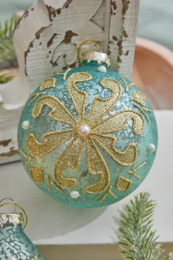 Decorator's Warehouse 4" Mercury Glitter Bead/Pearl Ornament > Christmas Ornaments|Luxe Noel