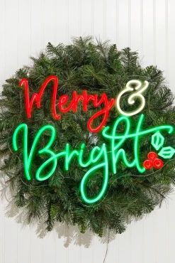 Decorator's Warehouse 24" Merry & Bright Lit Neon Sign > Indoor Lighting|Christmas Decor