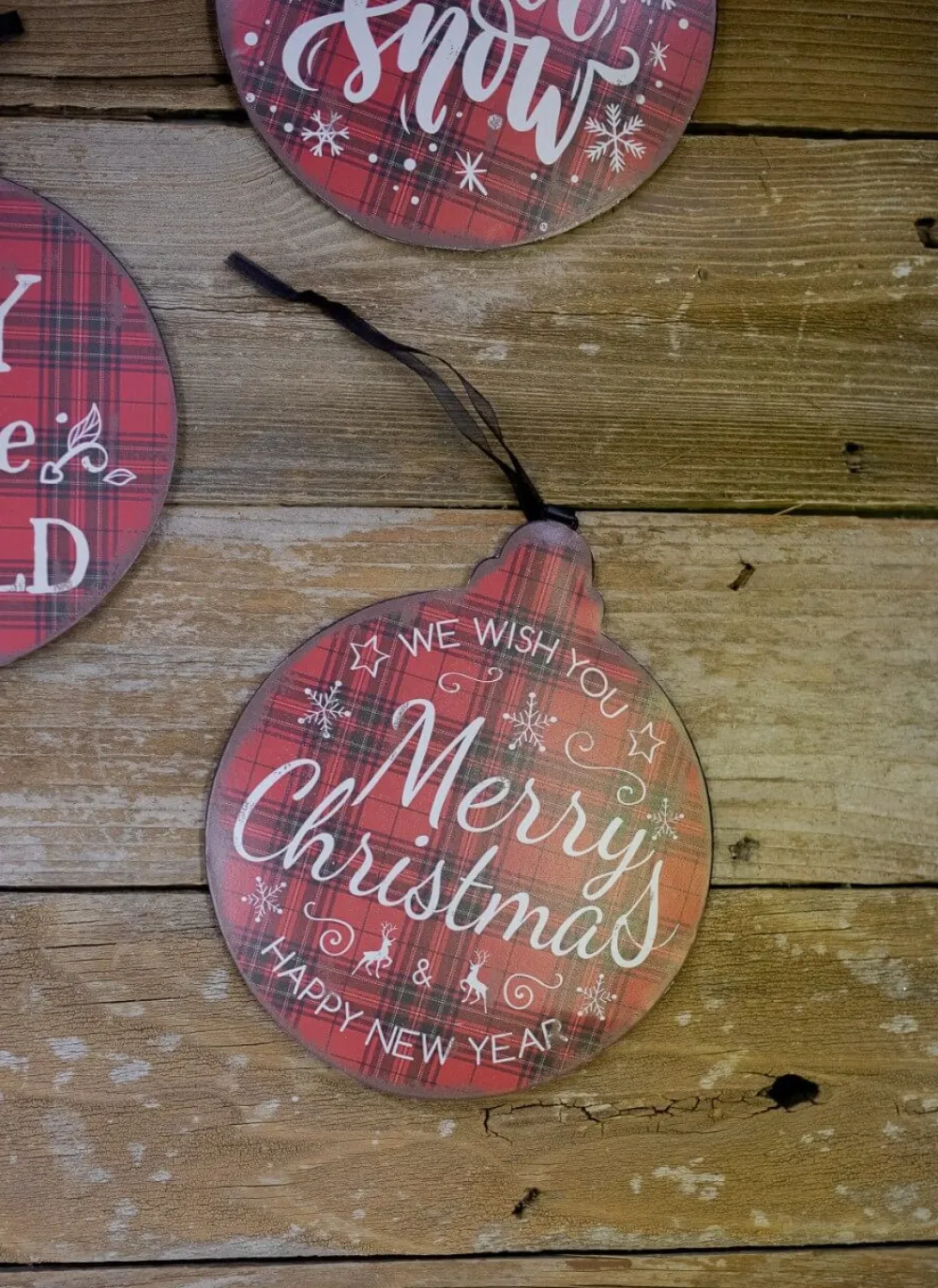 Decorator's Warehouse 8.6” Metal Buffalo Check Christmas Ornaments > Christmas Ornaments|Christmas Ornaments