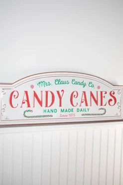 Decorator's Warehouse 28” Metal Embossed Candy Cane Wall Sign > North Pole Party|Christmas Accents