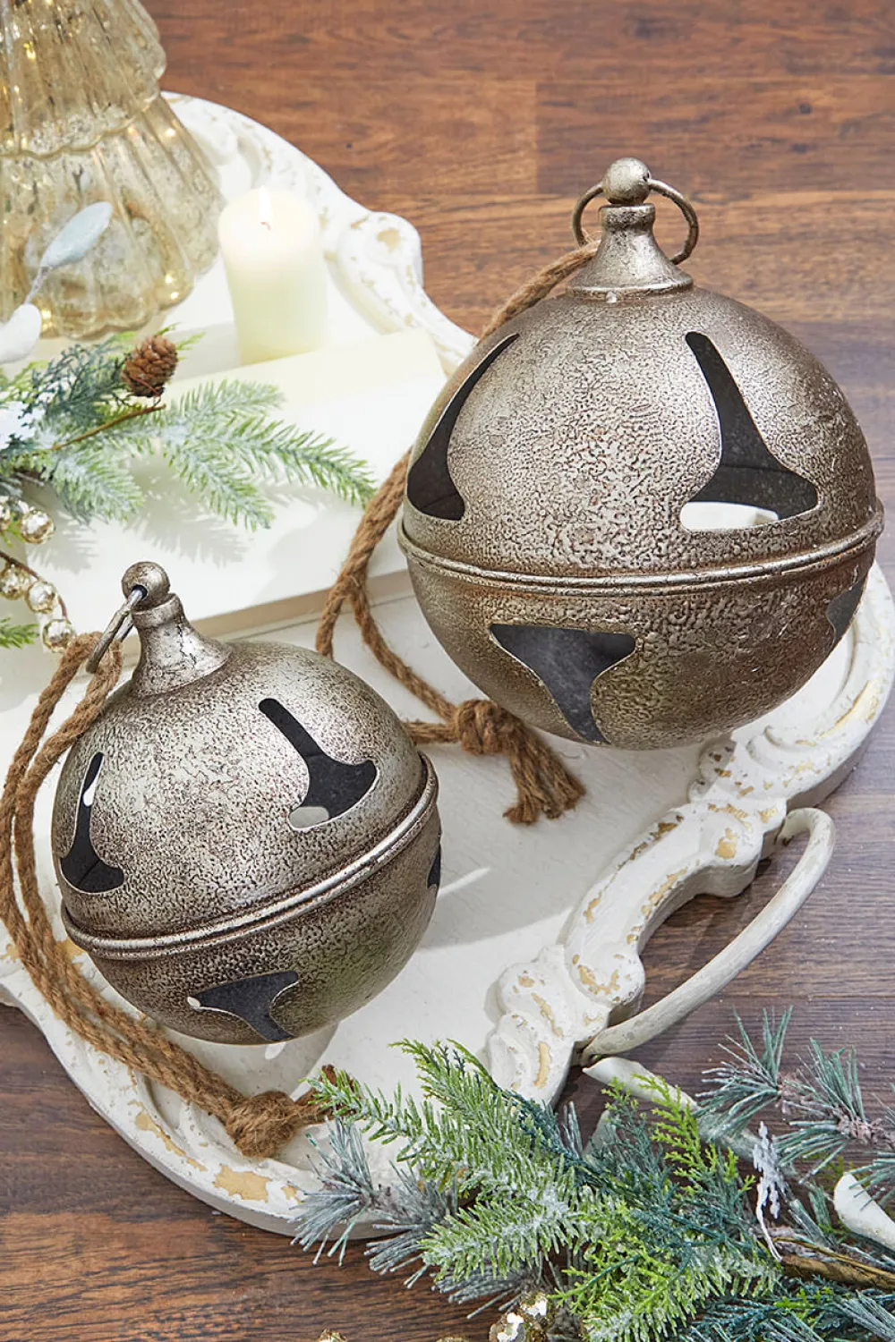 Decorator's Warehouse 8” Metal Hanging Bell Ornament > Christmas Decor|Christmas Ornaments