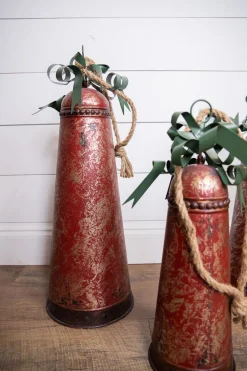 Decorator's Warehouse Metal Holiday Bells with Bow & Jute Hanger - Set of 3 > Farmhouse|Christmas Accents