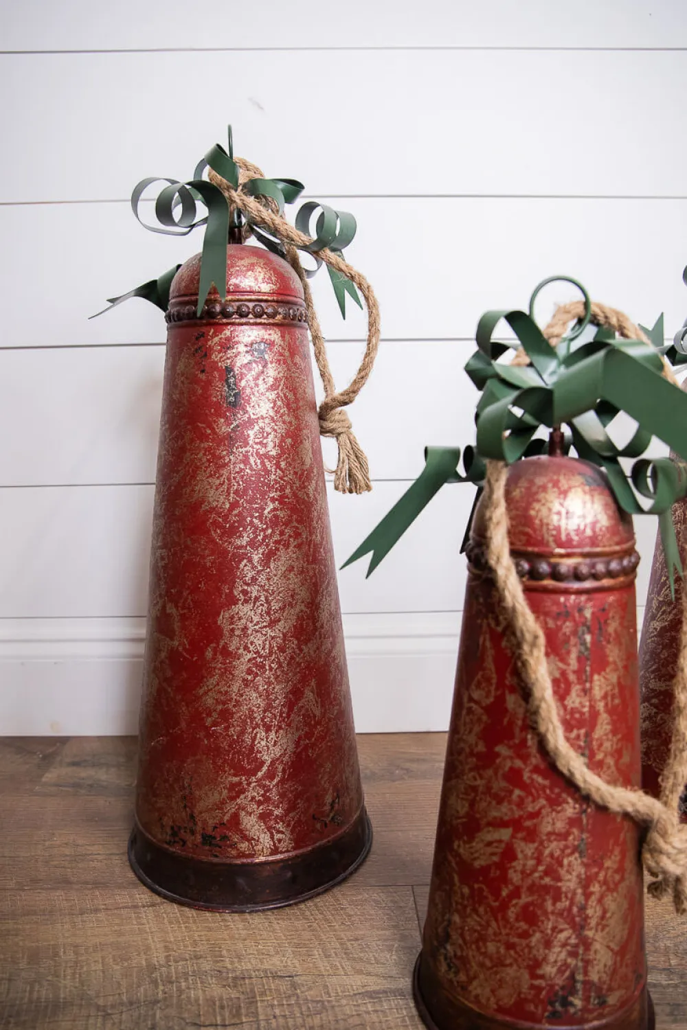 Decorator's Warehouse Metal Holiday Bells with Bow & Jute Hanger - Set of 3 > Farmhouse|Christmas Accents