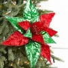 Decorator's Warehouse 22" Metallic Green and Red Poinsettia Stem > Christmas Decor|Traditional