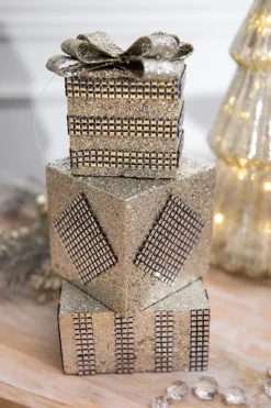 Decorator's Warehouse 10” Metallic Platinum Gatsby Package Stack Ornament > Christmas Decor|Natural Elegance