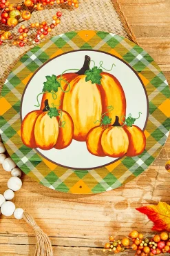 Decorator's Warehouse 12" Metal Pumpkin/Plaid > Fall Decor|Fall Decor