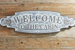 Decorator's Warehouse 36” Metal Welcome To The Cabin Wall Sign > Winter Woodland|Christmas Decor