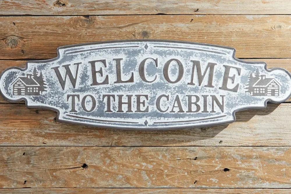 Decorator's Warehouse 36” Metal Welcome To The Cabin Wall Sign > Winter Woodland|Christmas Decor