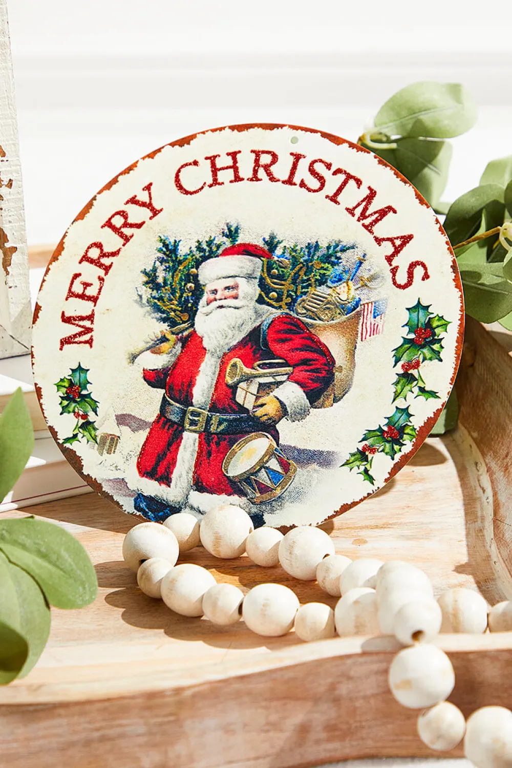 Decorator's Warehouse 8" Metal with Glitter Vintage Merry Christmas > Best Sellers|Farmhouse