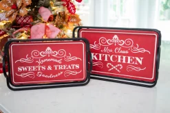 Decorator's Warehouse Metal & Wood Engraved Holiday Trays - Set of 2 > Gingerbread|Christmas Accents
