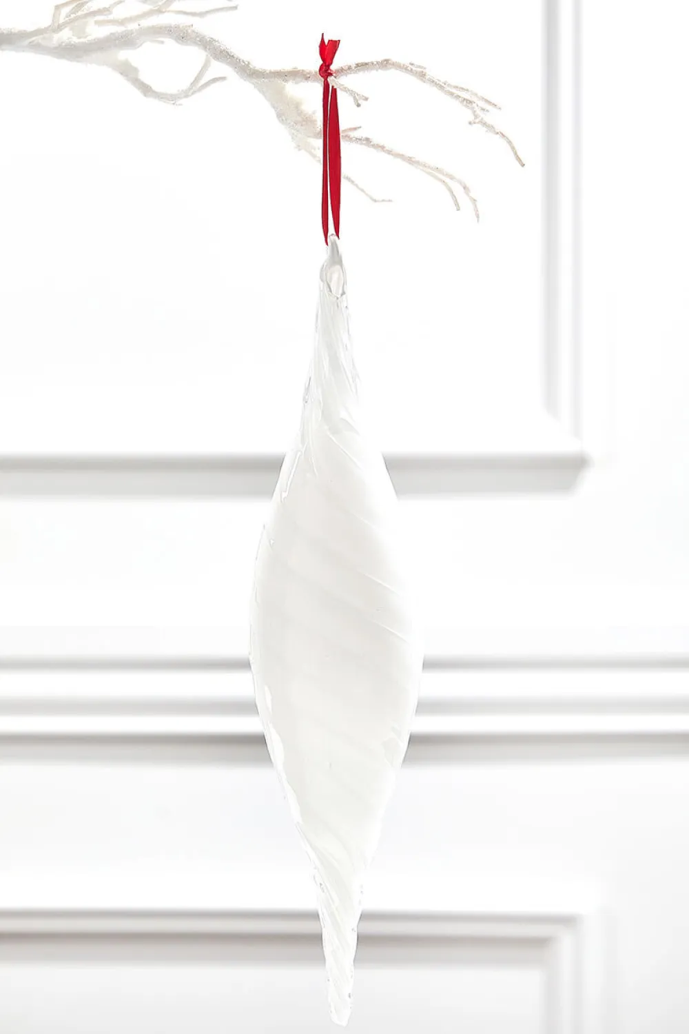 Decorator's Warehouse 12.5" Milky Way Swirl Glass Finial Drop Ornament > White Christmas|Christmas Decor
