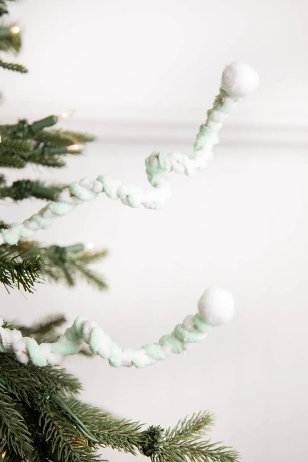 Decorator's Warehouse 25” Mini Cottonball Peppermint Christmas Spray - Green/White > Santa'S Sweet Shoppe|Christmas Sprays