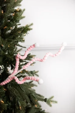 Decorator's Warehouse 25” Mini Cotton Ball Peppermint Christmas Spray - Pink/White > Christmas Sprays|Christmas Decor