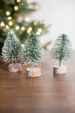 Decorator's Warehouse 5" Mini Green Bottlebrush Trees - Set of 3 > Winter Woodland|Tabletop & Accent Trees