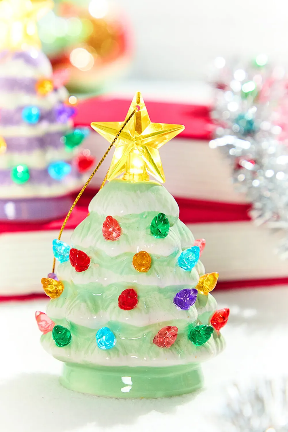 Decorator's Warehouse 4" Mini Nostalgic Pastel Trees Ornaments, Assortment of 4 > Retro Brites|Christmas Decor