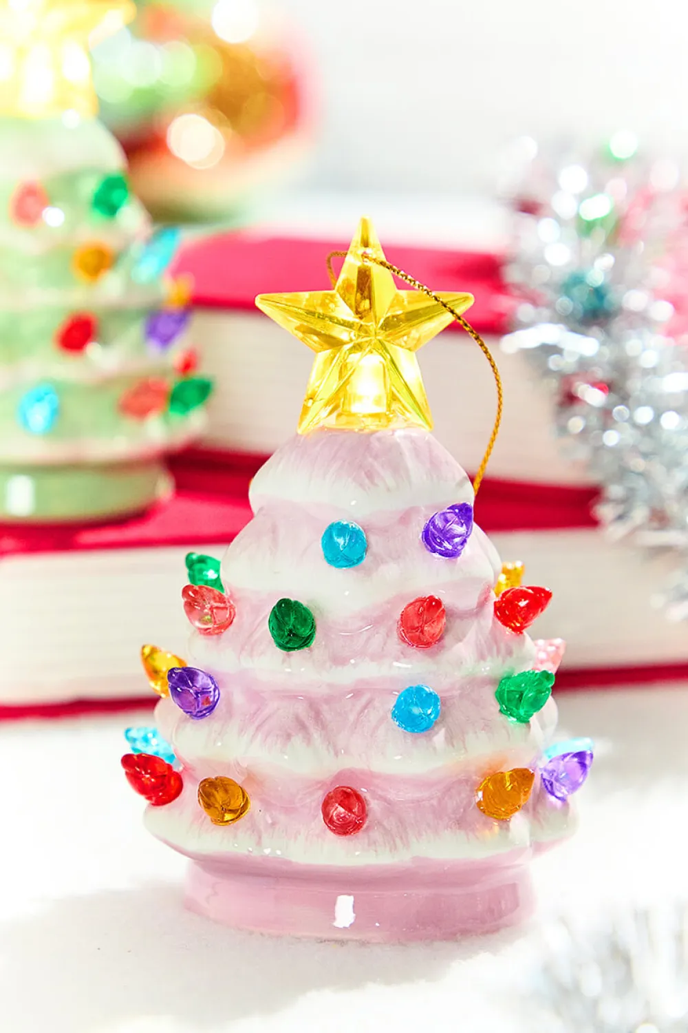 Decorator's Warehouse 4" Mini Nostalgic Pastel Trees Ornaments, Assortment of 4 > Retro Brites|Christmas Decor