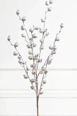 Decorator's Warehouse 30” Mini Pomegranate Glitter - Platinum > Christmas Sprays|Christmas Decor