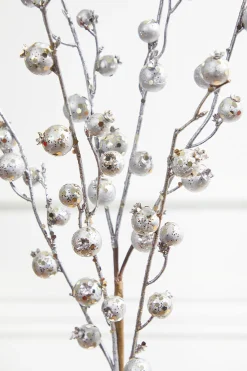 Decorator's Warehouse 30” Mini Pomegranate Glitter - Platinum > Christmas Sprays|Christmas Decor
