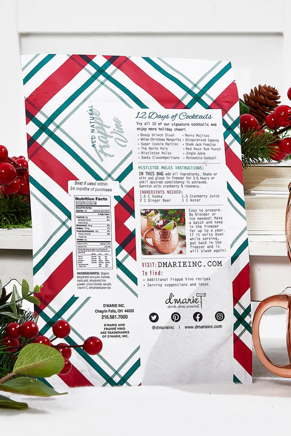 Decorator's Warehouse Mistletoe Mules Mix - Frappe Vino > Fun Gifts|Christmas Decor