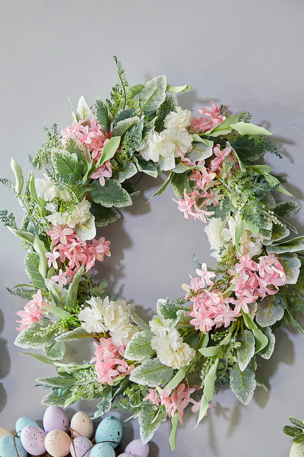 Decorator's Warehouse 24" Mixed Flower Wreath - Pink, White & Green > Easter Decor|Easter Decor