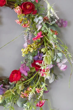 Decorator's Warehouse 24" Mixed Flower Wreath - Red, Purple & Green > Christmas Decor|All Wreaths