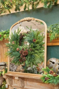 Decorator's Warehouse 26” Mixed Greens with Pinecones Swag Wreath > Christmas Decor|Farmhouse