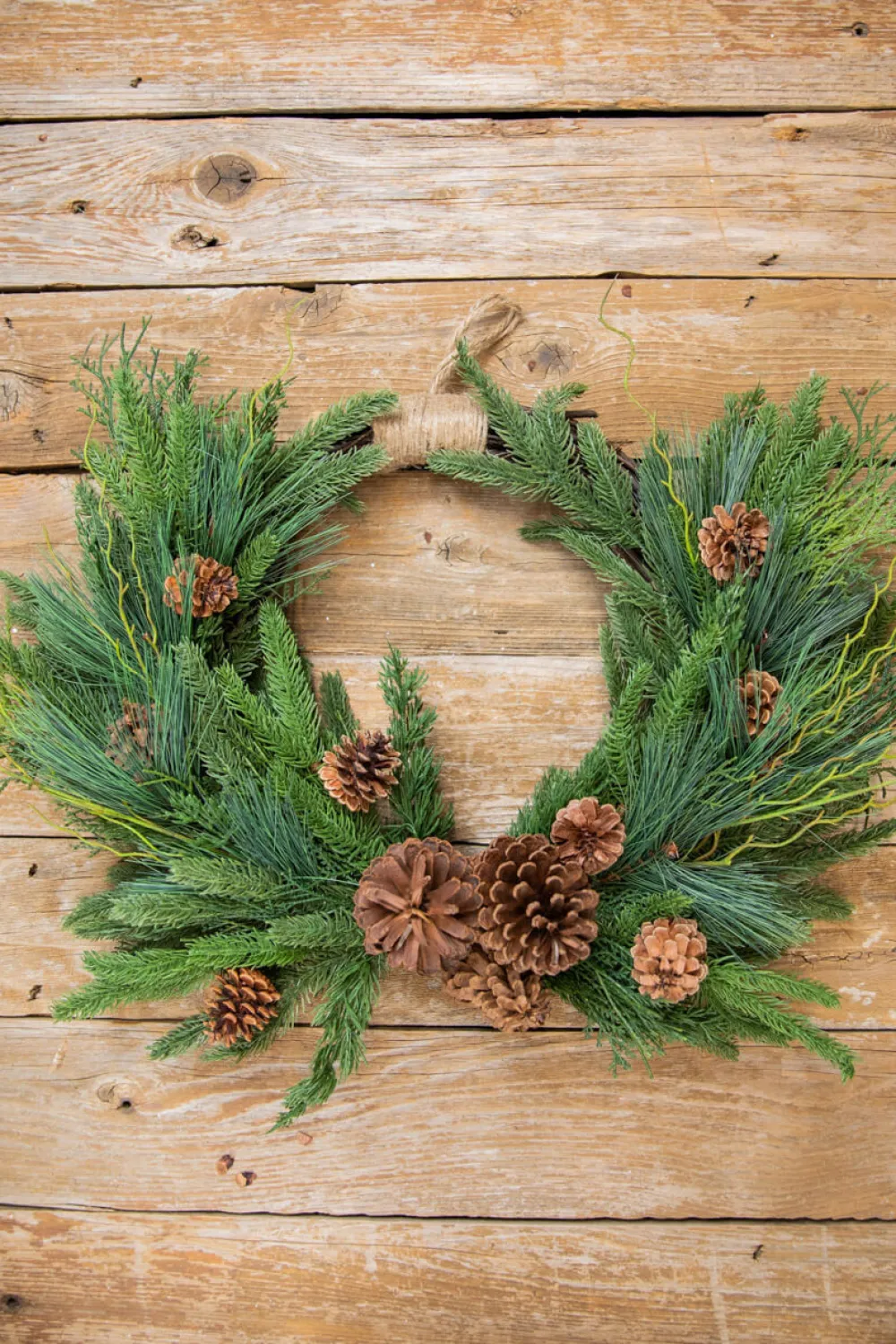 Decorator's Warehouse 26” Mixed Greens with Pinecones Swag Wreath > Christmas Decor|Farmhouse