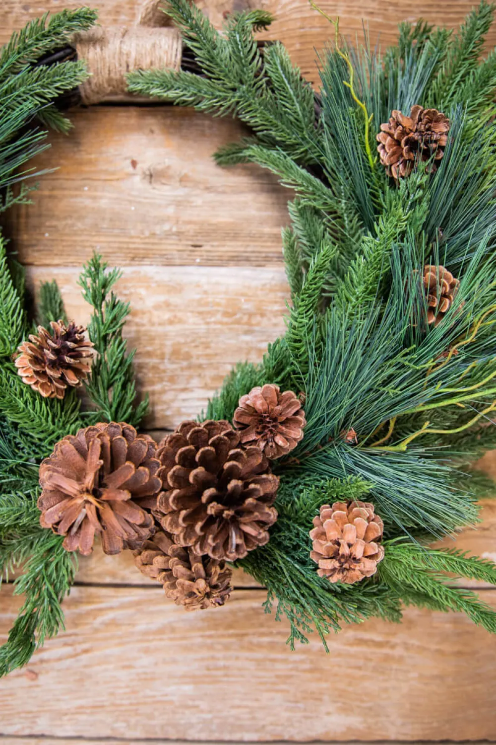 Decorator's Warehouse 26” Mixed Greens with Pinecones Swag Wreath > Christmas Decor|Farmhouse