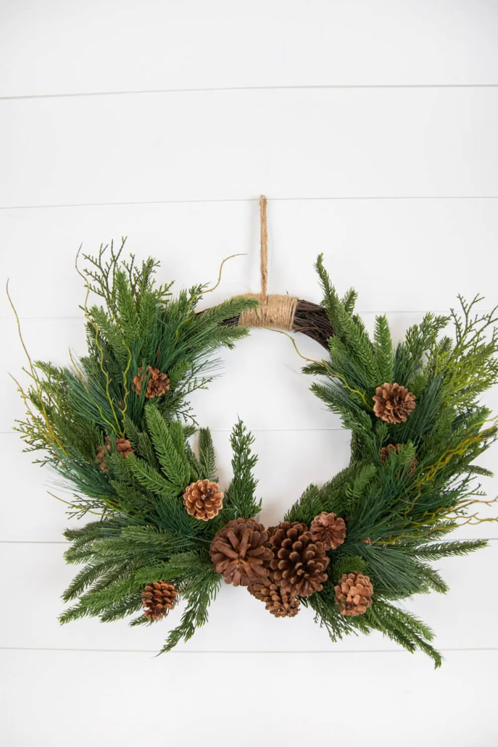 Decorator's Warehouse 26” Mixed Greens with Pinecones Swag Wreath > Christmas Decor|Farmhouse