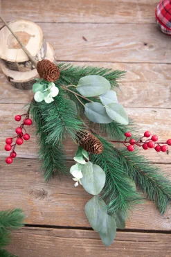 Decorator's Warehouse 29” Mixed Pine Berry Pinecone Spray > Cardinal|Christmas Sprays