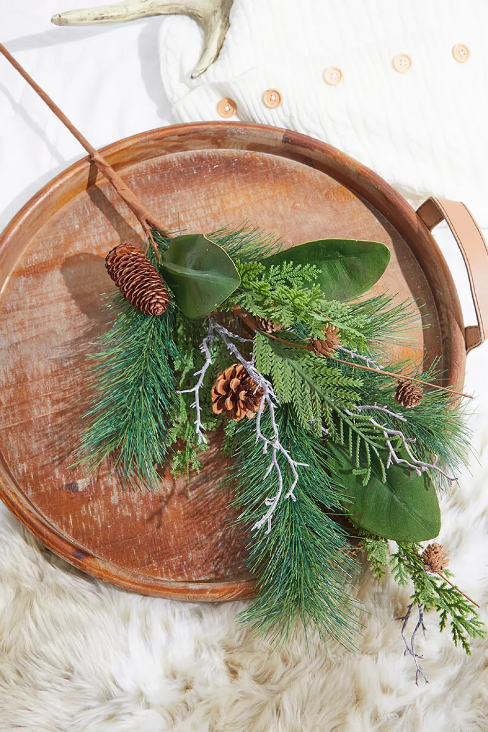 Decorator's Warehouse 32” Mixed Pine & Magnolia Leaf Pinecone Spray > Cardinal|Christmas Sprays