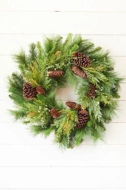 Decorator's Warehouse 24" Mixed Pine Wreath > Cardinal|Natural Greenery