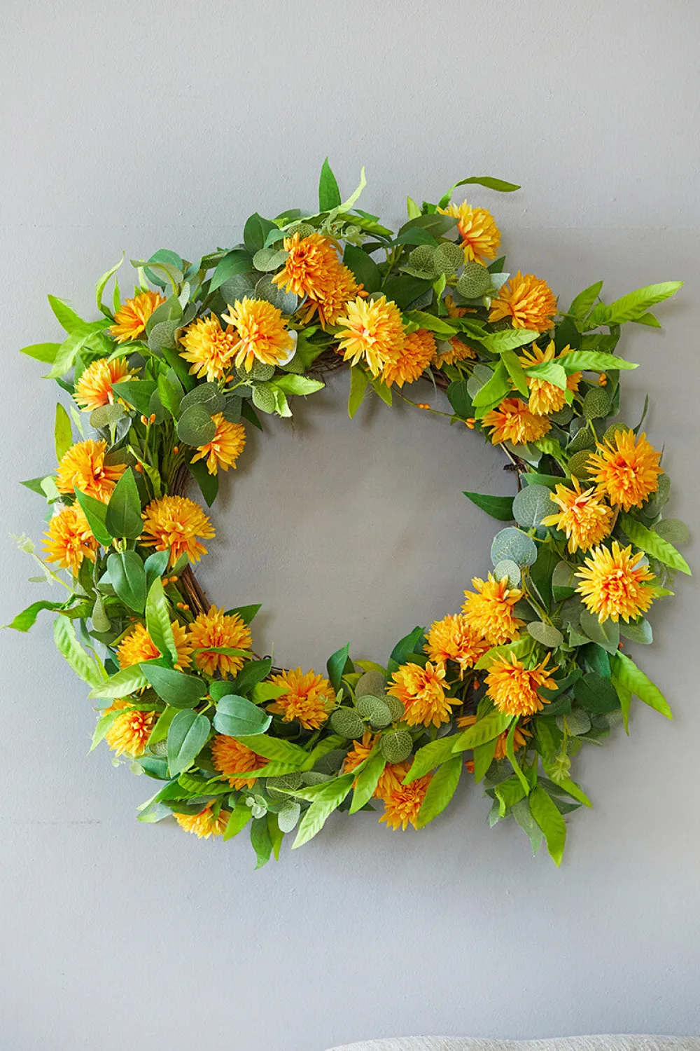 Decorator's Warehouse 24" Mix Foliage Yellow Flower Wreath > Christmas Decor|All Wreaths