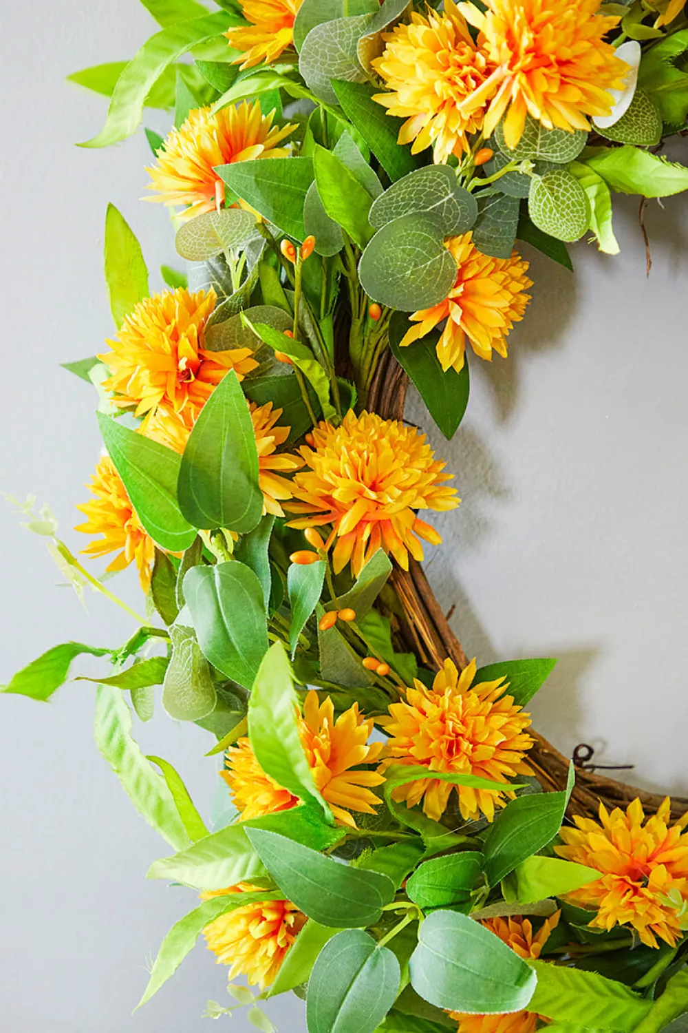 Decorator's Warehouse 24" Mix Foliage Yellow Flower Wreath > Christmas Decor|All Wreaths