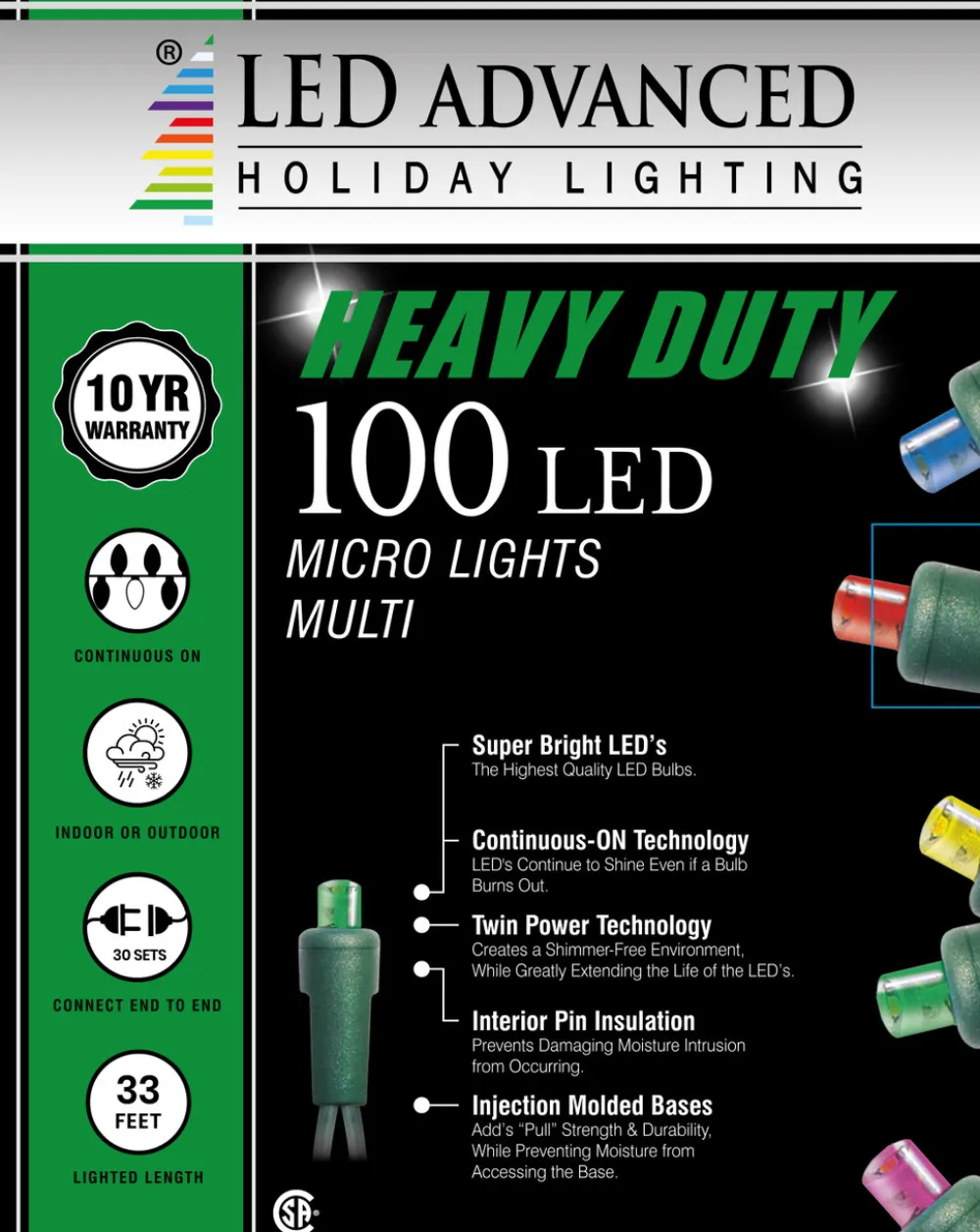 Decorator's Warehouse 5mm Multi 100 LED Light Set > 5Mm Led Strands|Outdoor Lighting