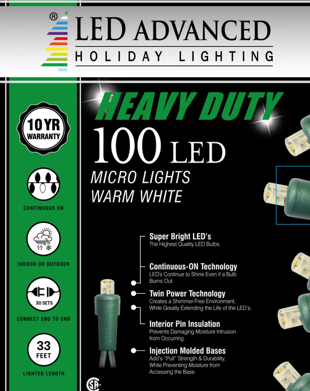 Decorator's Warehouse 5mm Warm White 100 LED Light Set > 5Mm Led Strands|Outdoor Lighting