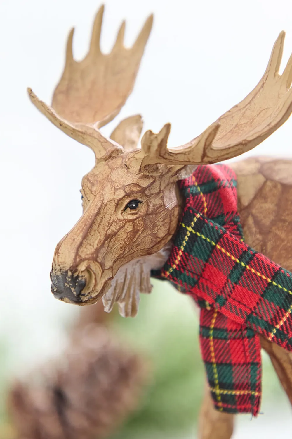 Decorator's Warehouse 6.5" - 9" Moose with Cardinal & Plaid Scarf > Cardinal|Christmas Accents