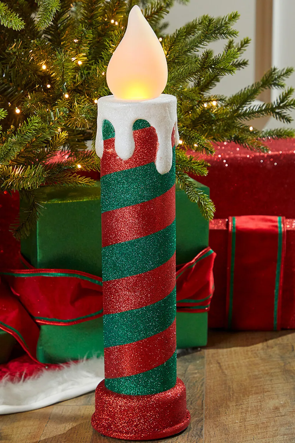 Decorator's Warehouse 24" Mr. Christmas Retro Blow Mold Candle - Red/Green > Retro Brites|Christmas Decor