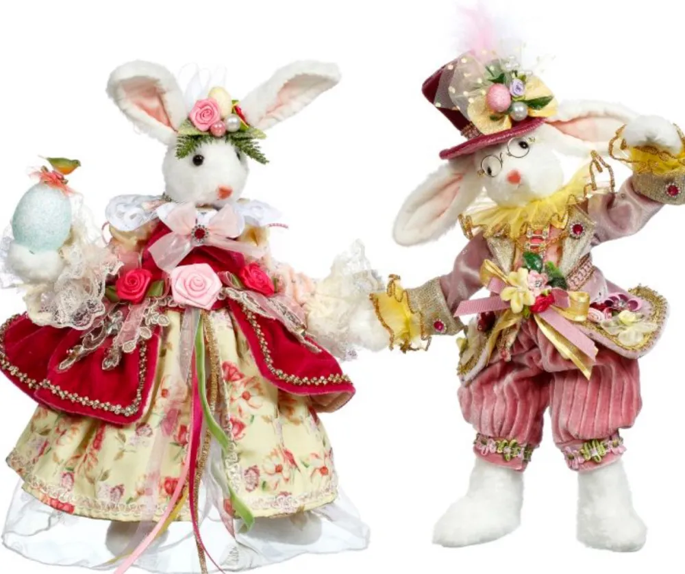 Decorator's Warehouse 13" - 15" Mr & Mrs Cotton Tail Rabbit, Set of 2 - Mark Roberts > Mark Roberts Easter|Mark Roberts Spring