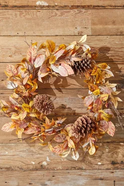Decorator's Warehouse 24" Natural Leaf Berry Cone Wreath > Fall Decor|Fall Decor